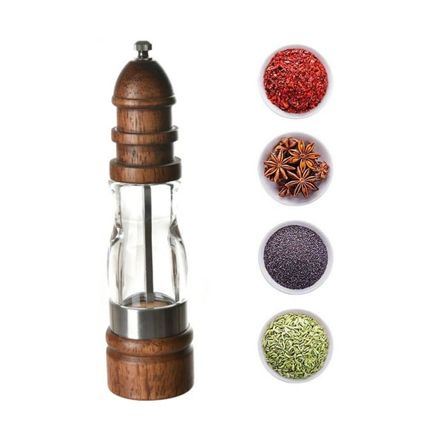 Natural Oak Wooden Seasoning Manual Salt Pepper Spice Herb Kitchen Mill Grinder 